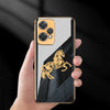 Premium Glossy Horse Glass Back Case With Golden Edges For Oneplus