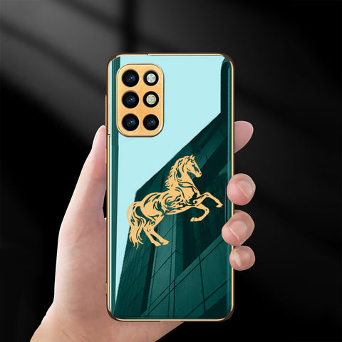 Premium Glossy Horse Glass Back Case With Golden Edges For Oneplus 8T