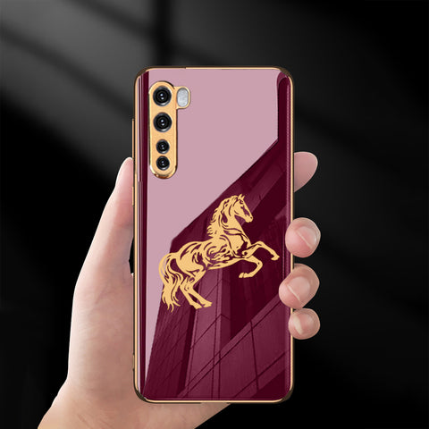 Glossy Horse Case With Golden Edges For Oneplus Nord Series