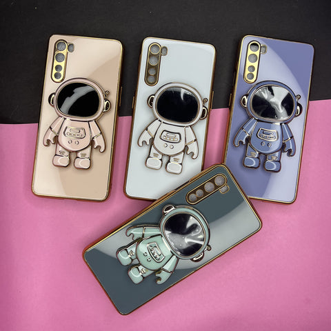 Astronaut Glossy Glass Back Case With Golden Edges For Oneplus Nord